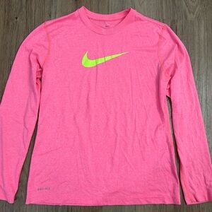 Nike dry fit long sleeve, pink shirt, girls size large